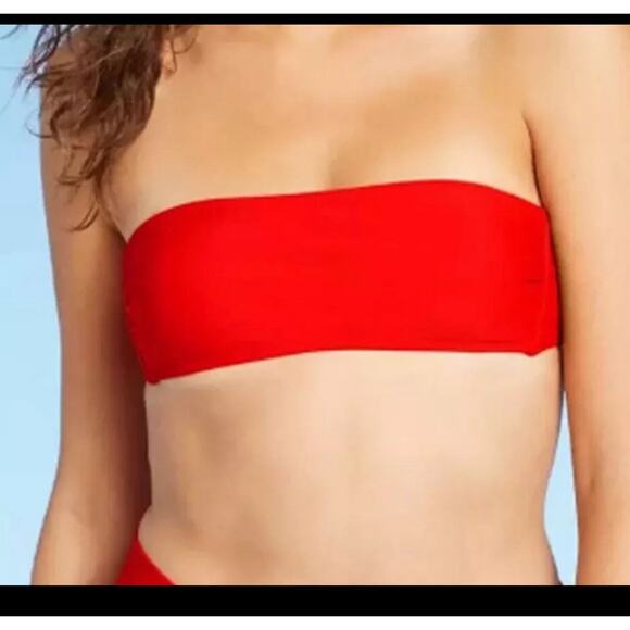 Xhilaration Juniors' Bandeau Bikini Top with detachable straps RED M 4-6 - Picture 1 of 2